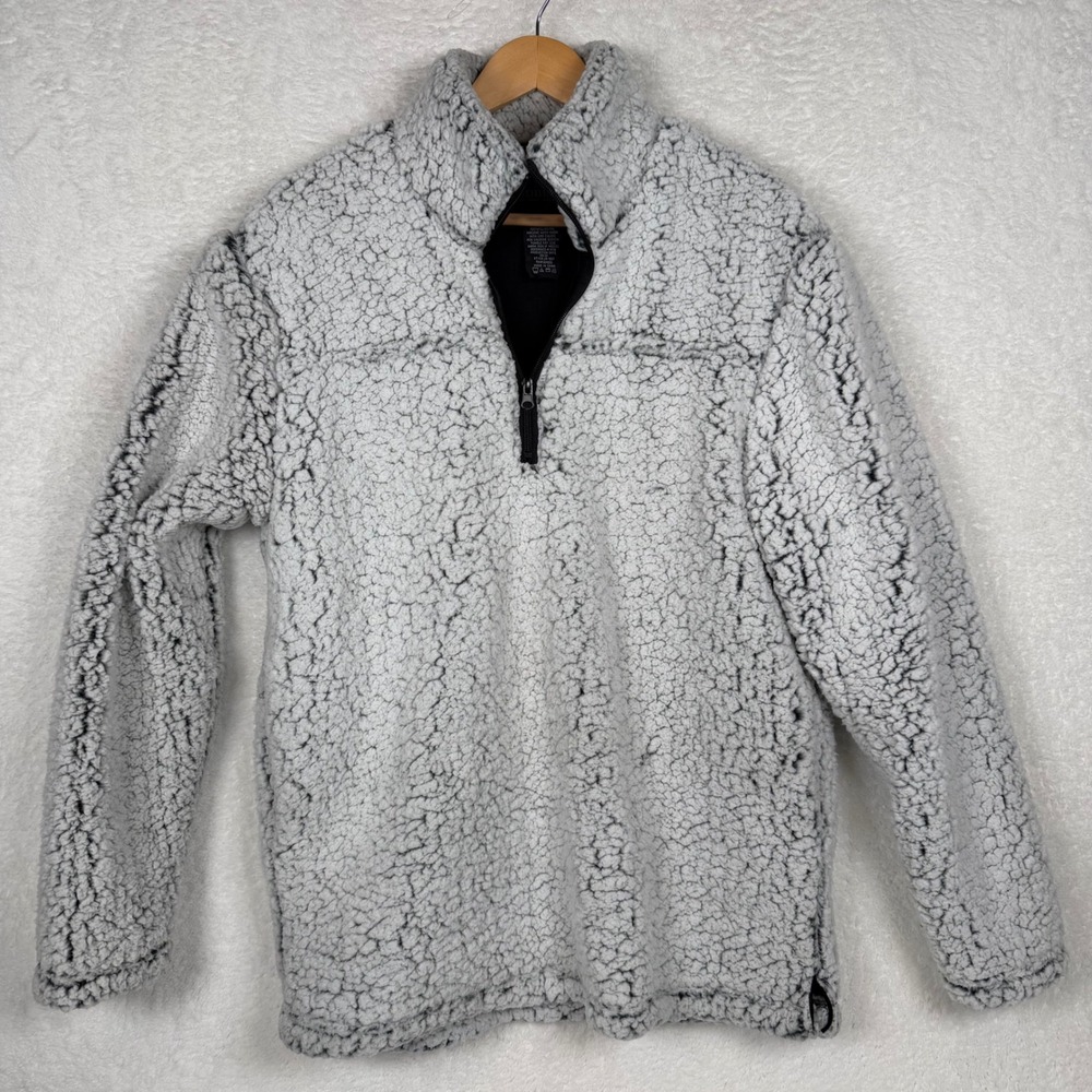 GIOBERTI Mens Sherpa Fleece Pullover Jacket Gray‎ Size M Quarter Zip